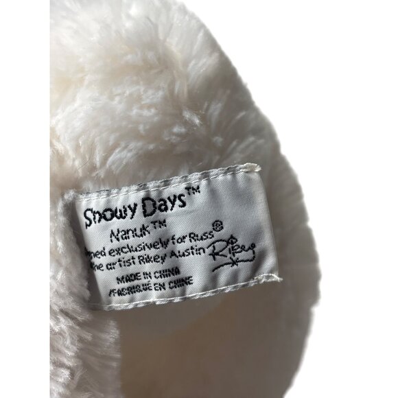 Russ Berrie Snowy Days Nanuk White Plush Bear With Striped Hat Scarf 8" Beanie - Picture 5 of 6